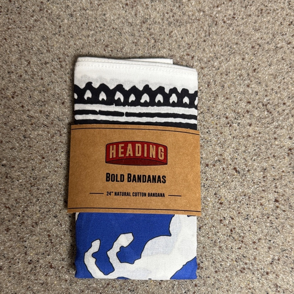 Heading Bold Bandana 24" Cotton - Blue, White, Black
